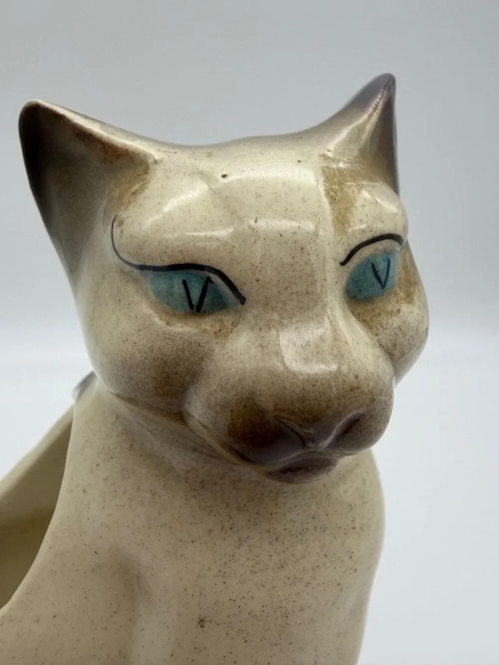 Vintage Siamese Cat Planter Blue Eyes MCM Ceramic Pottery 6 Inch US Royal Copley